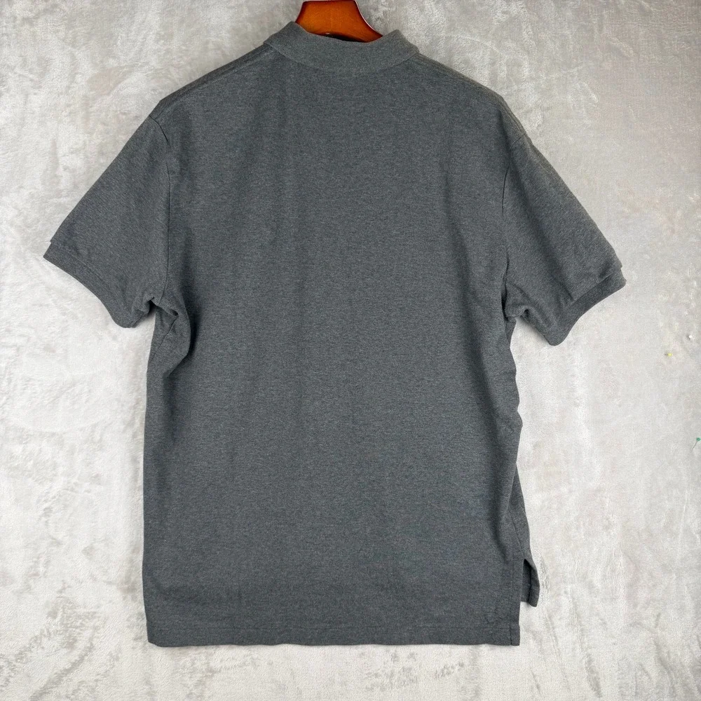Polo Ralph Lauren Mens Large Grey Short‎ Sleeve Pique Polo Shirt Green Pony Logo